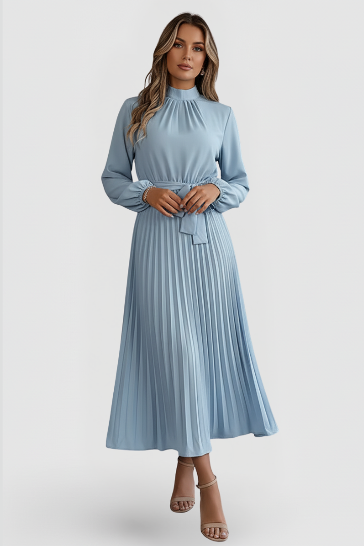 Lenora Whitfield | Long Sleeve Pleated Midi Dress For Women