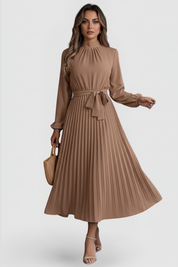 Lenora Whitfield | Long Sleeve Pleated Midi Dress For Women