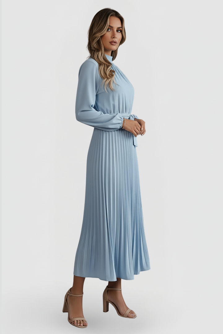 Lenora Whitfield | Long Sleeve Pleated Midi Dress For Women