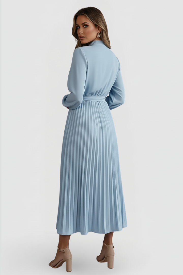 Lenora Whitfield | Long Sleeve Pleated Midi Dress For Women