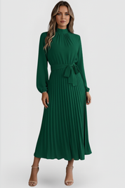 Lenora Whitfield | Long Sleeve Pleated Midi Dress For Women