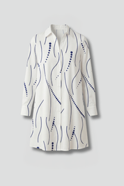 Margaret Bellcourt | Printed Long Sleeve Mini Shirt Dress For Women