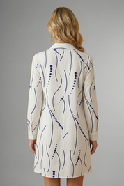 Margaret Bellcourt | Printed Long Sleeve Mini Shirt Dress For Women