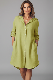Marguerite Sinclair | Linen Midi Shirt Dress For Women