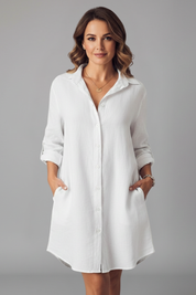 Marguerite Sinclair | Linen Midi Shirt Dress For Women