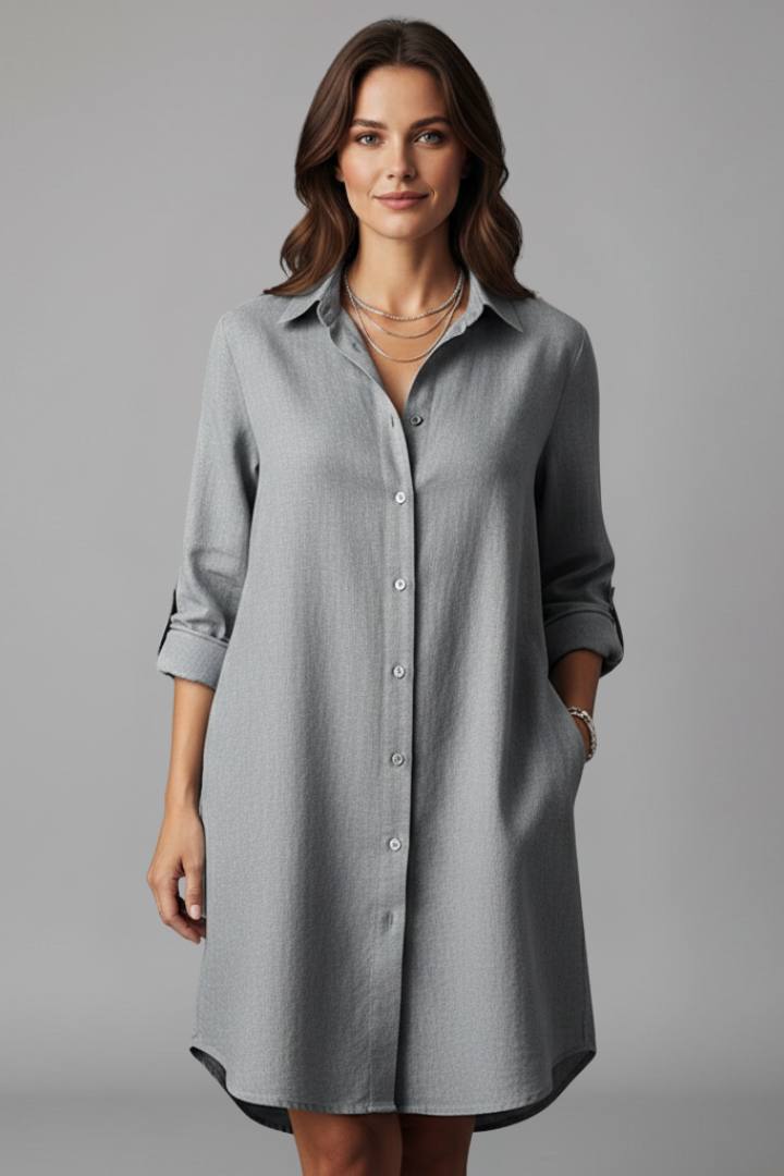 Marguerite Sinclair | Linen Midi Shirt Dress For Women