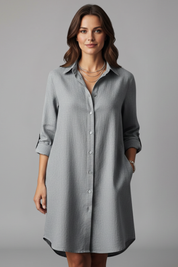 Marguerite Sinclair | Linen Midi Shirt Dress For Women
