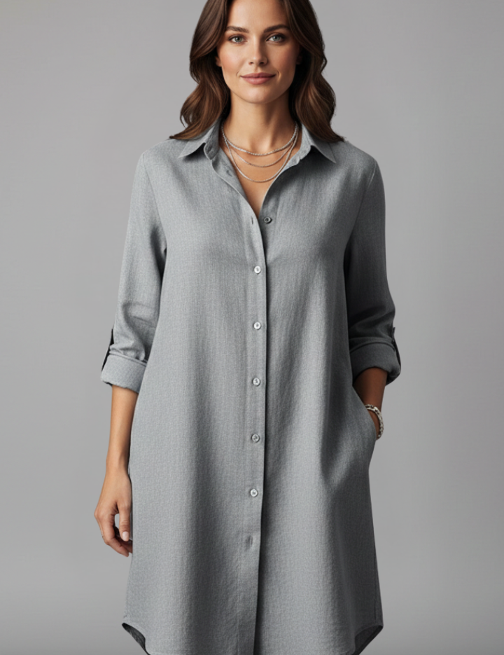 Marguerite Sinclair | Linen Midi Shirt Dress For Women