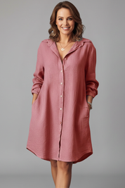 Marguerite Sinclair | Linen Midi Shirt Dress For Women