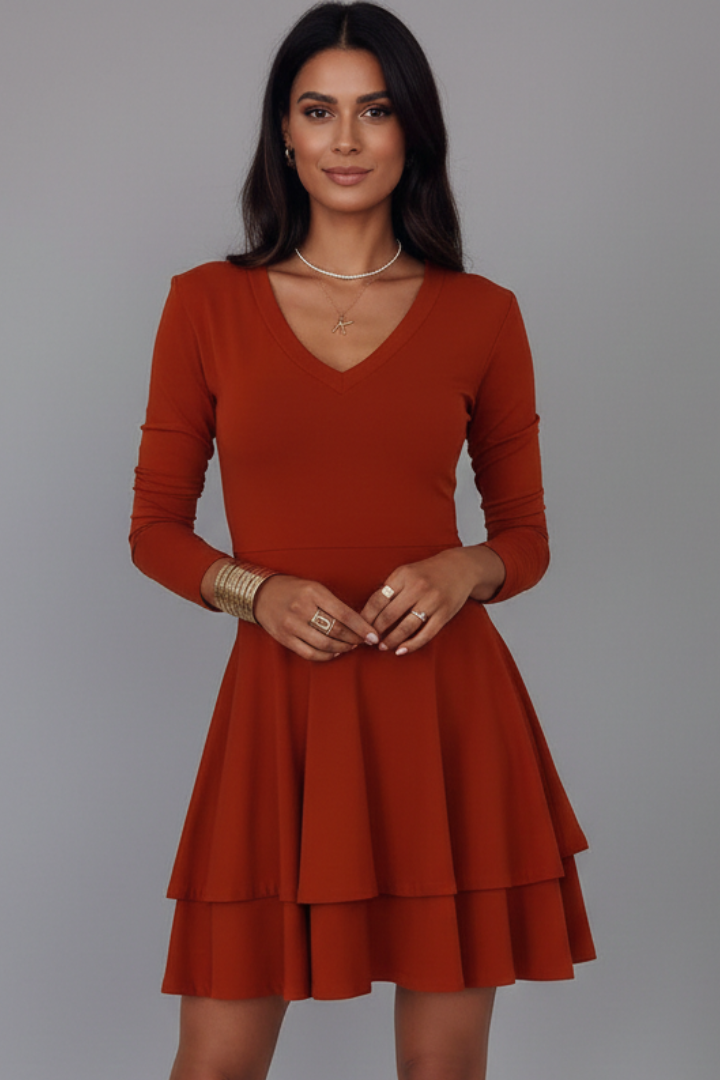 Cecile Montford | Long Sleeve Tiered Mini Dress For Women