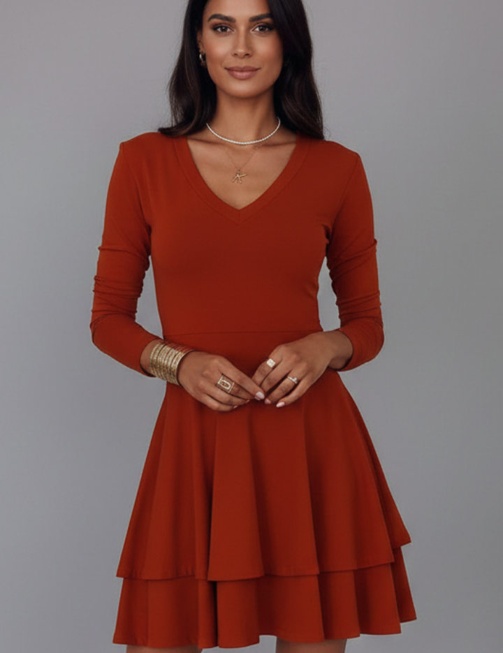Cecile Montford | Long Sleeve Tiered Mini Dress For Women