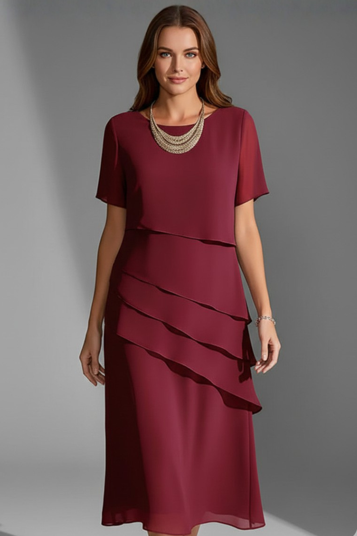 Suzanne Merriweather | Tiered Chiffon Midi Dress For Women