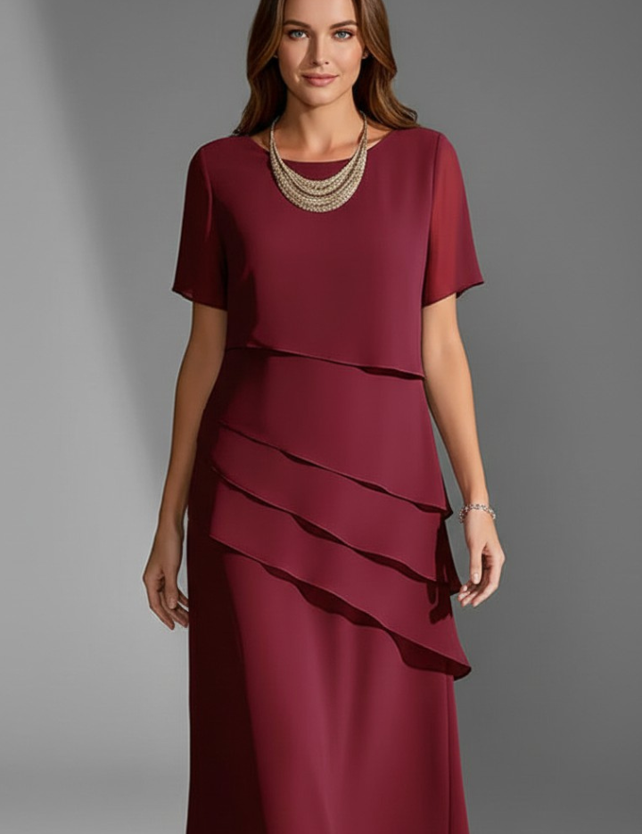Suzanne Merriweather | Tiered Chiffon Midi Dress For Women