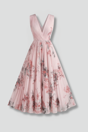 Rosalind Veyron | Floral Pleated Midi Dress For Women
