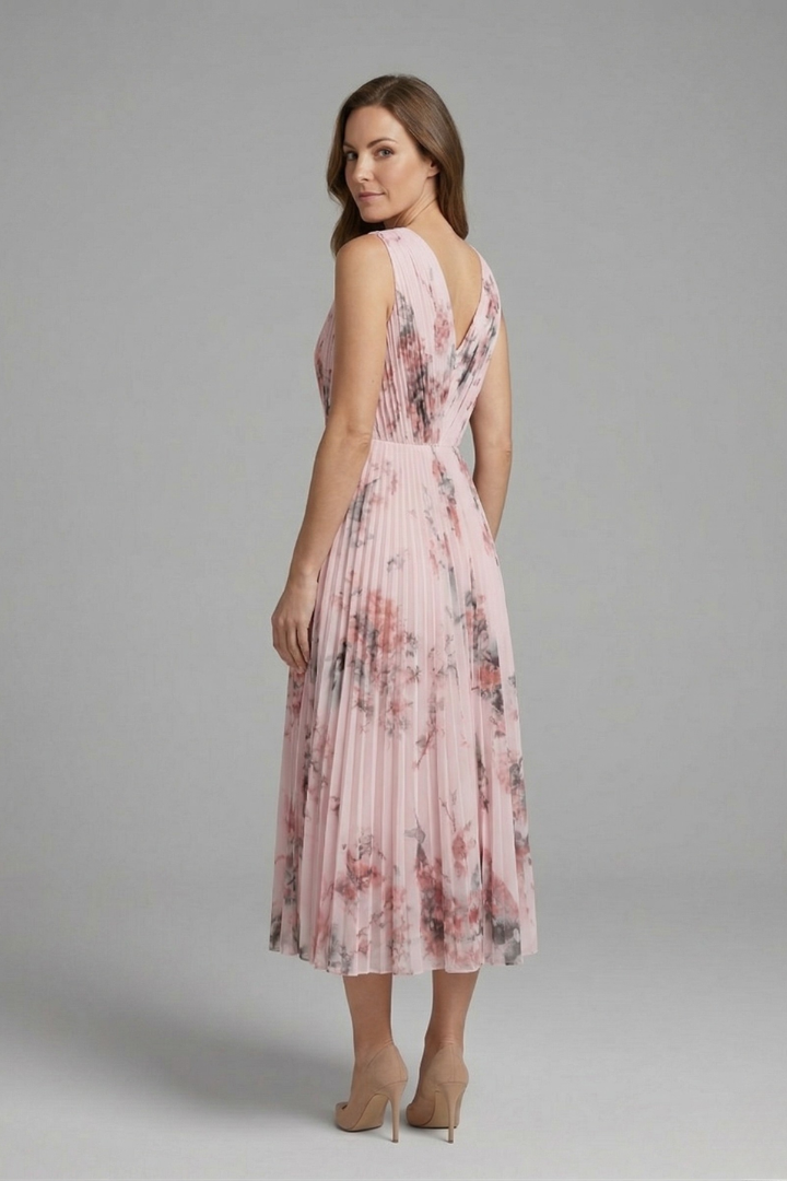 Rosalind Veyron | Floral Pleated Midi Dress For Women