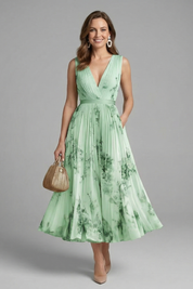 Rosalind Veyron | Floral Pleated Midi Dress For Women