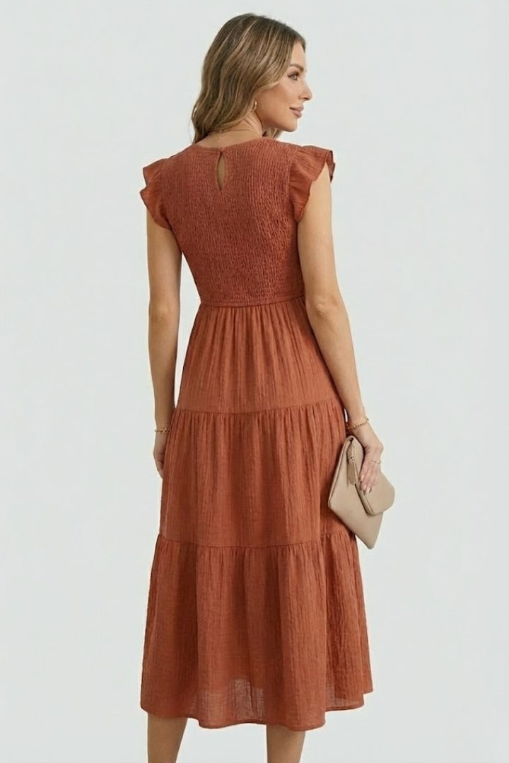 Helena Bramwell | Smocked Tiered Maxi Dress For Women