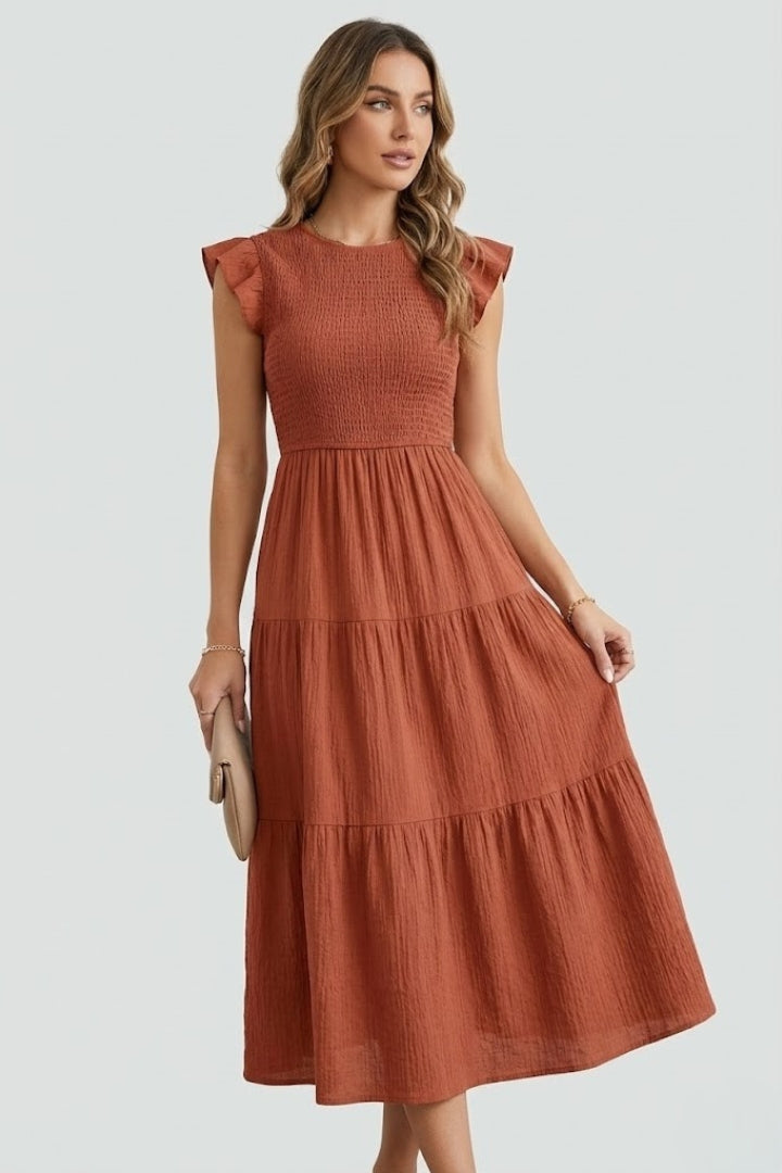 Helena Bramwell | Smocked Tiered Maxi Dress For Women