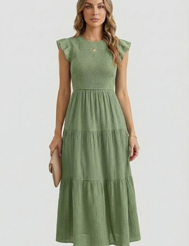 Helena Bramwell | Smocked Tiered Maxi Dress For Women