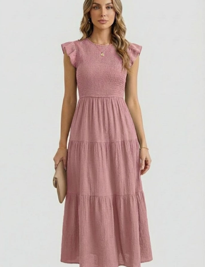 Helena Bramwell | Smocked Tiered Maxi Dress For Women