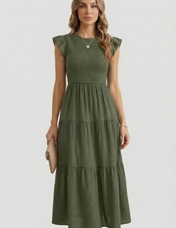 Helena Bramwell | Smocked Tiered Maxi Dress For Women