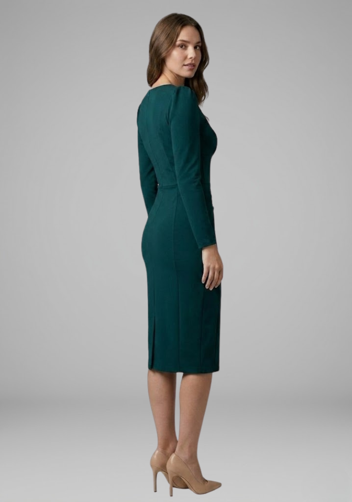 Cordelia Ashbourne | Long Sleeve Ruched Midi Dress For Women