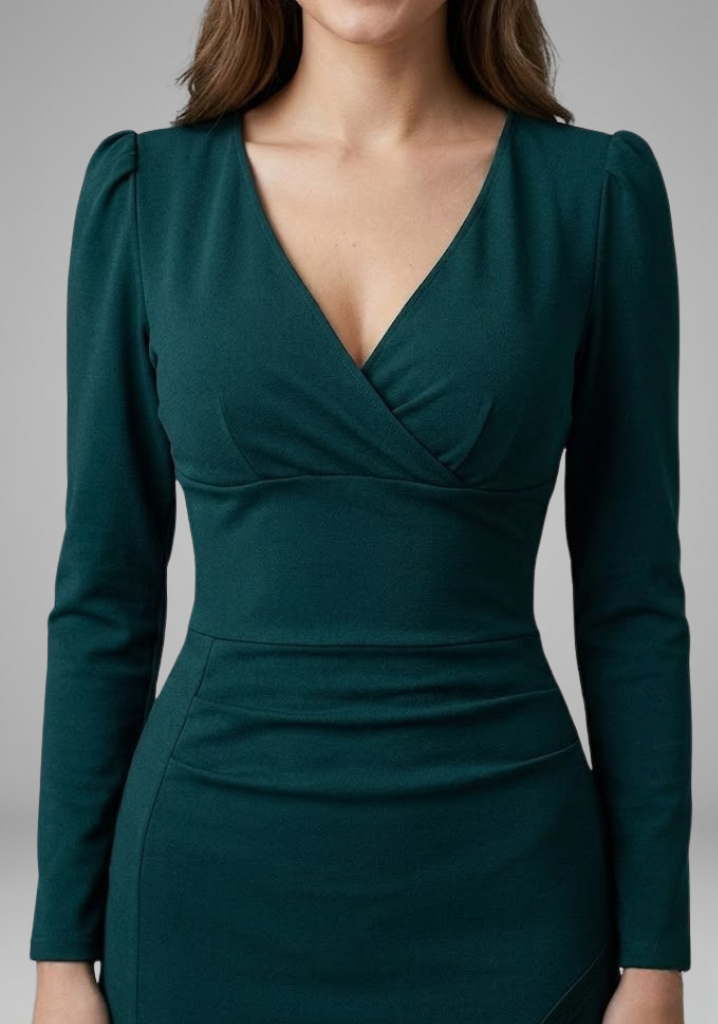 Cordelia Ashbourne | Long Sleeve Ruched Midi Dress For Women