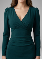 Cordelia Ashbourne | Long Sleeve Ruched Midi Dress For Women