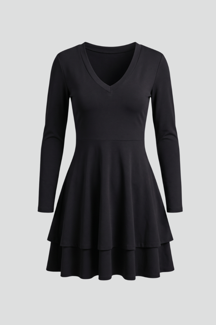 Cecile Montford | Long Sleeve Tiered Mini Dress For Women