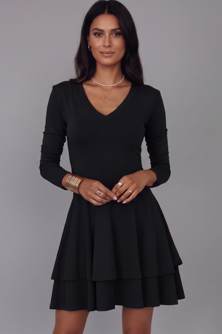 Cecile Montford | Long Sleeve Tiered Mini Dress For Women