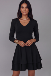 Cecile Montford | Long Sleeve Tiered Mini Dress For Women