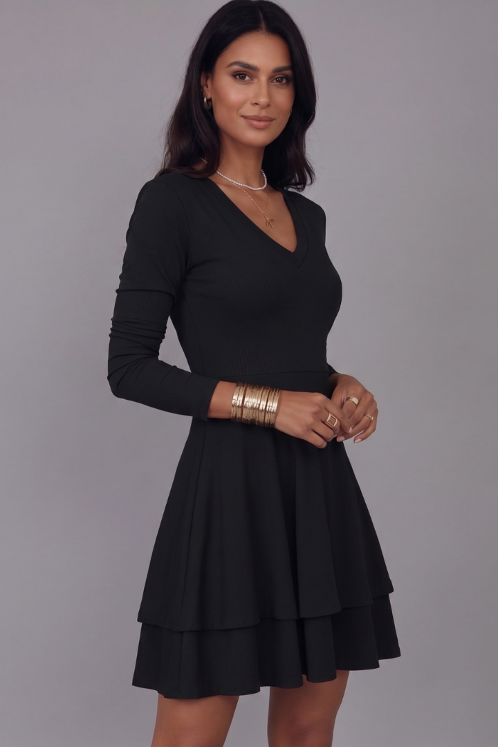 Cecile Montford | Long Sleeve Tiered Mini Dress For Women