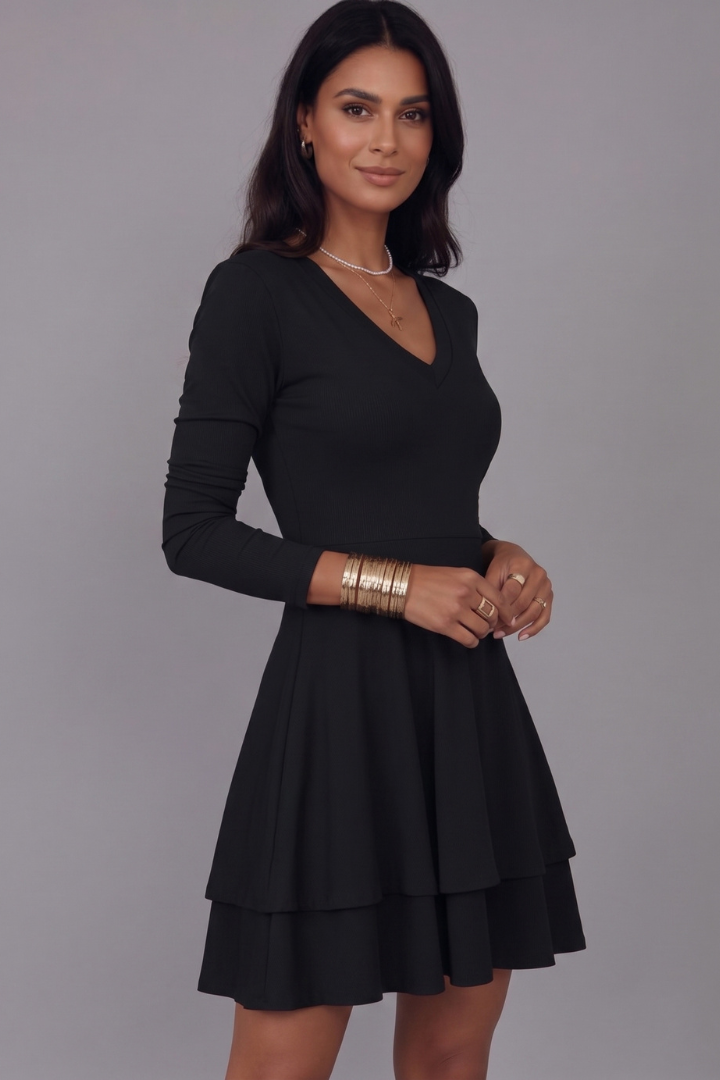 Cecile Montford | Long Sleeve Tiered Mini Dress For Women