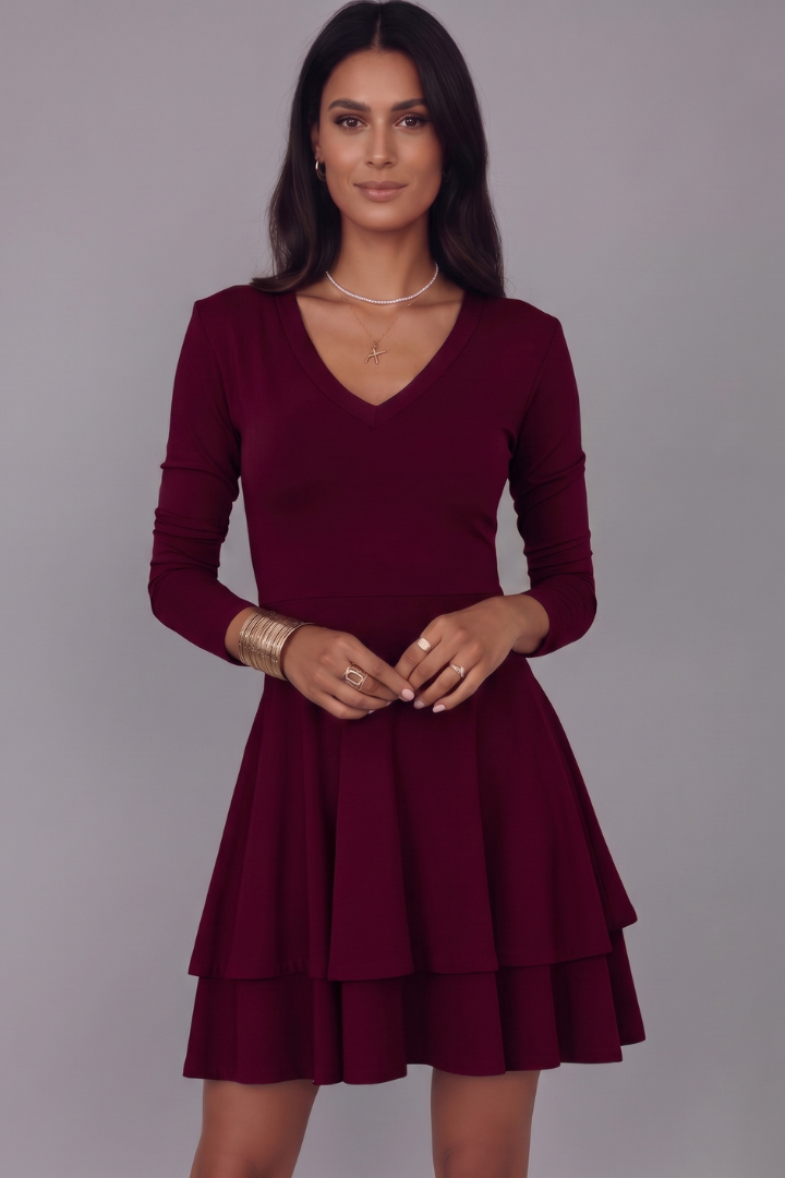 Cecile Montford | Long Sleeve Tiered Mini Dress For Women