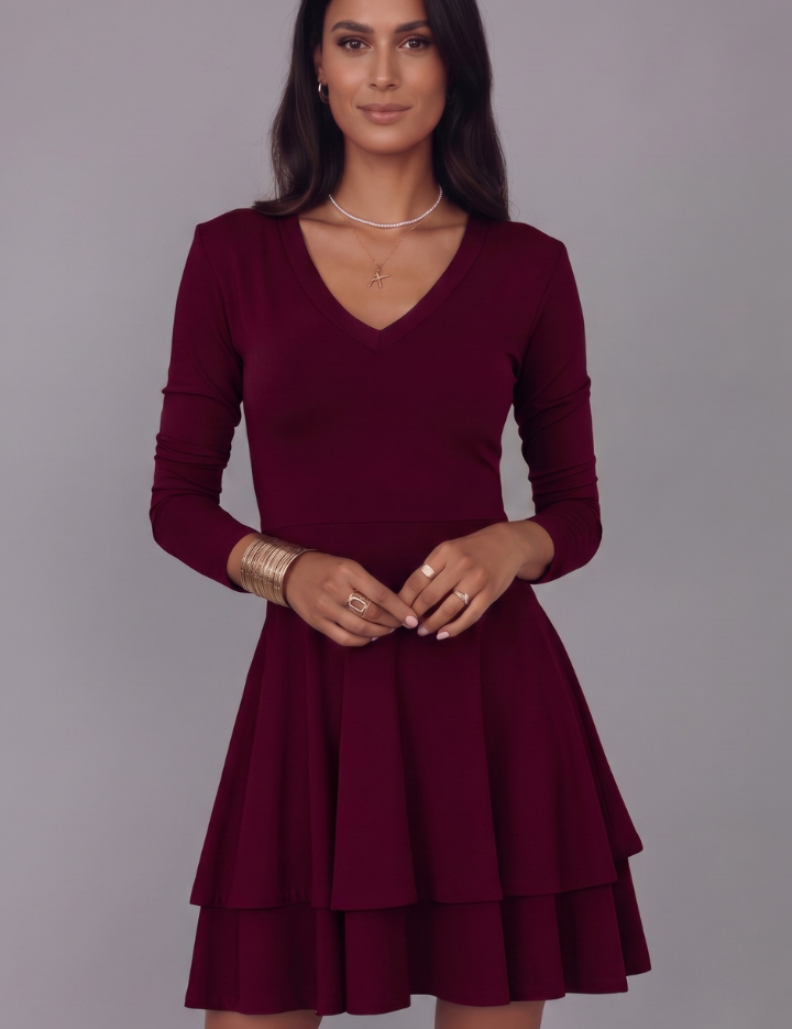Cecile Montford | Long Sleeve Tiered Mini Dress For Women
