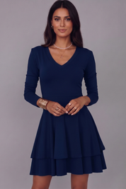 Cecile Montford | Long Sleeve Tiered Mini Dress For Women