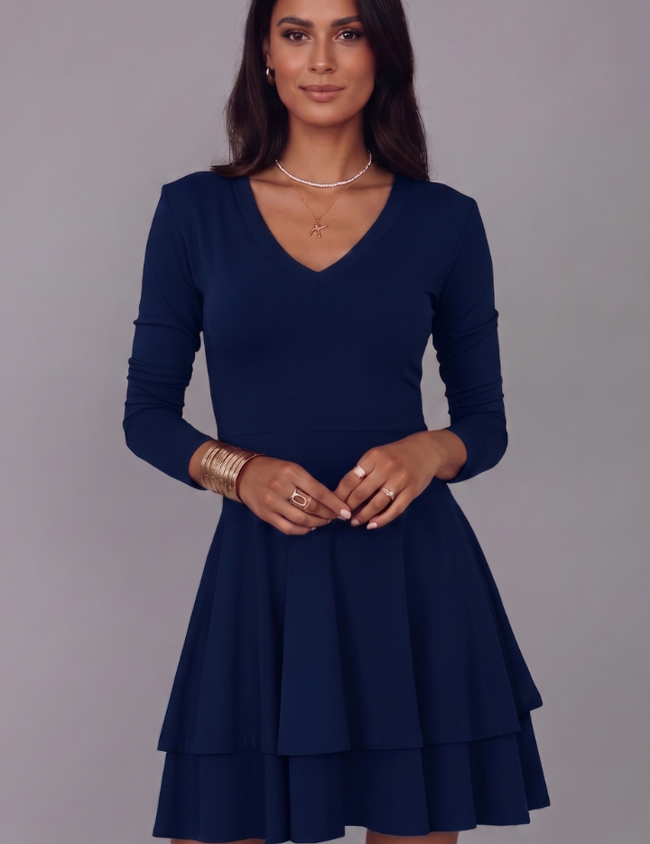 Cecile Montford | Long Sleeve Tiered Mini Dress For Women