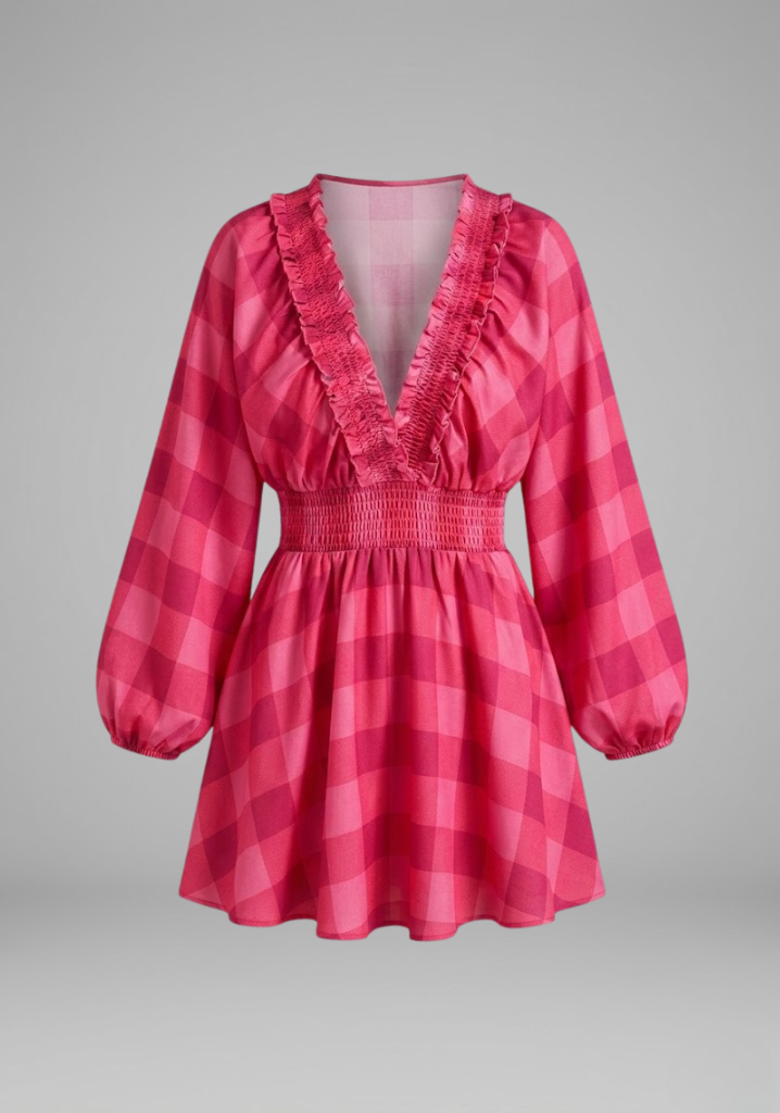 Rosalie Pemberton | Long Sleeve Plaid Mini Dress For Women