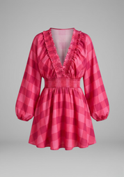 Rosalie Pemberton | Long Sleeve Plaid Mini Dress For Women