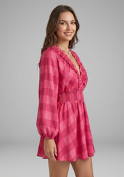 Rosalie Pemberton | Long Sleeve Plaid Mini Dress For Women