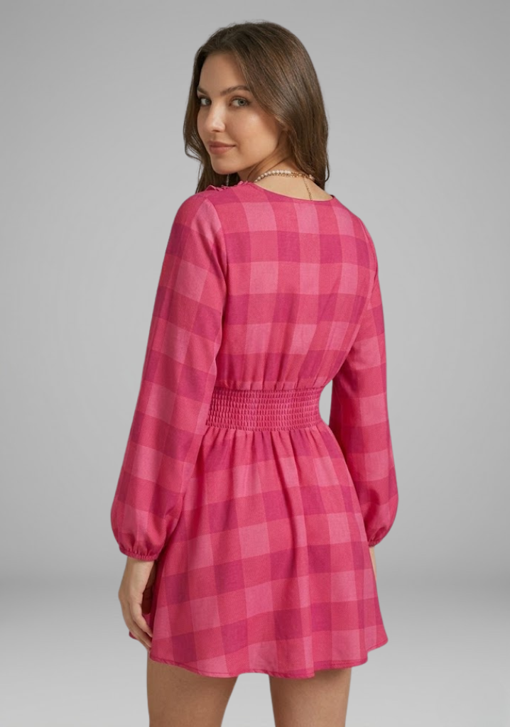 Rosalie Pemberton | Long Sleeve Plaid Mini Dress For Women