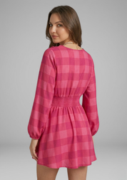Rosalie Pemberton | Long Sleeve Plaid Mini Dress For Women