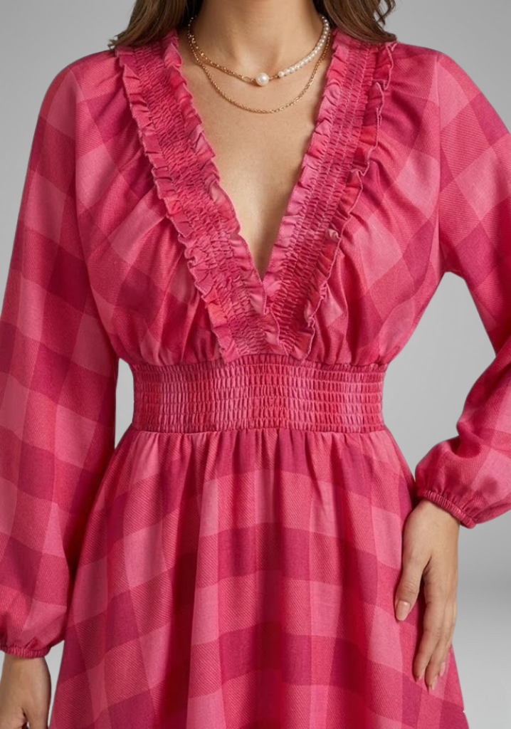Rosalie Pemberton | Long Sleeve Plaid Mini Dress For Women