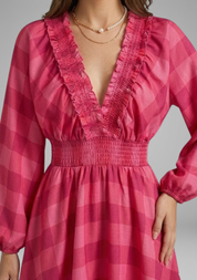 Rosalie Pemberton | Long Sleeve Plaid Mini Dress For Women