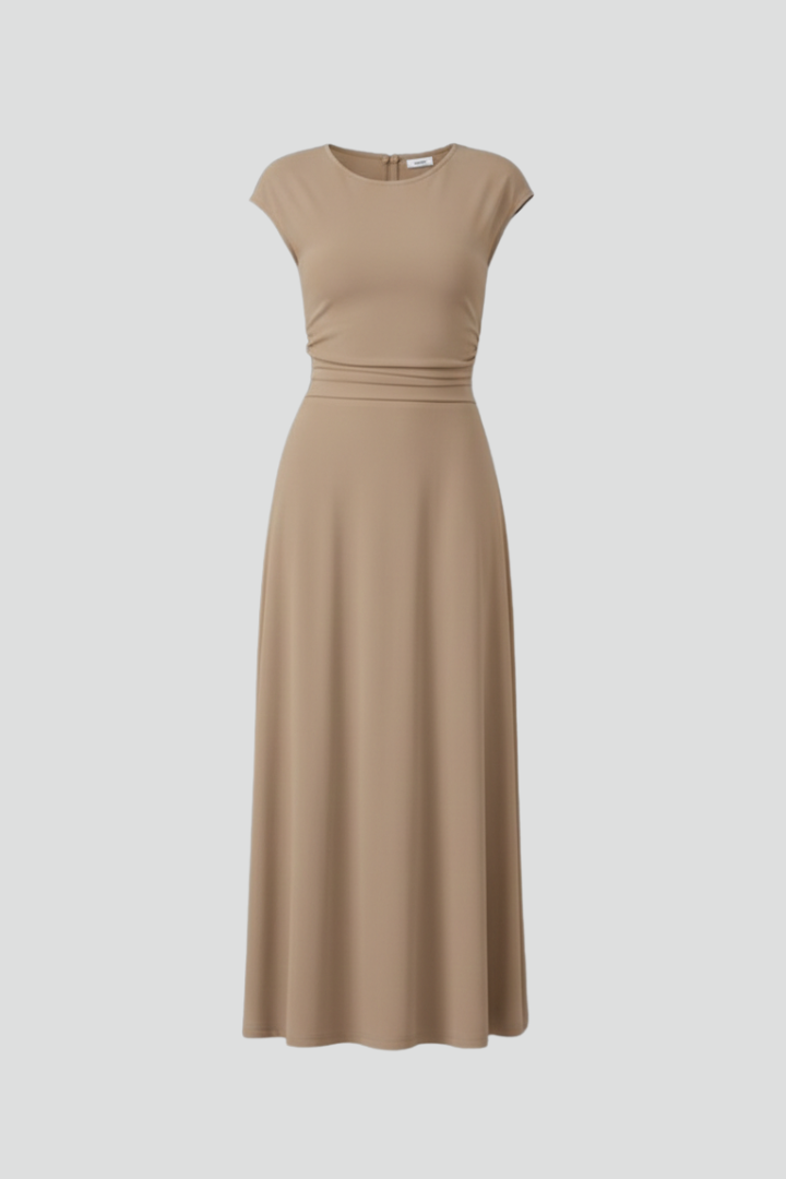 Helena Westbrook | High Waist Cap Sleeve Midi Dress For Women