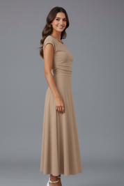 Helena Westbrook | High Waist Cap Sleeve Midi Dress For Women
