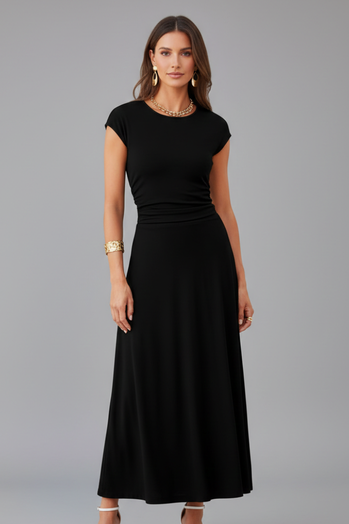 Helena Westbrook | High Waist Cap Sleeve Midi Dress For Women