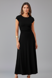 Helena Westbrook | High Waist Cap Sleeve Midi Dress For Women