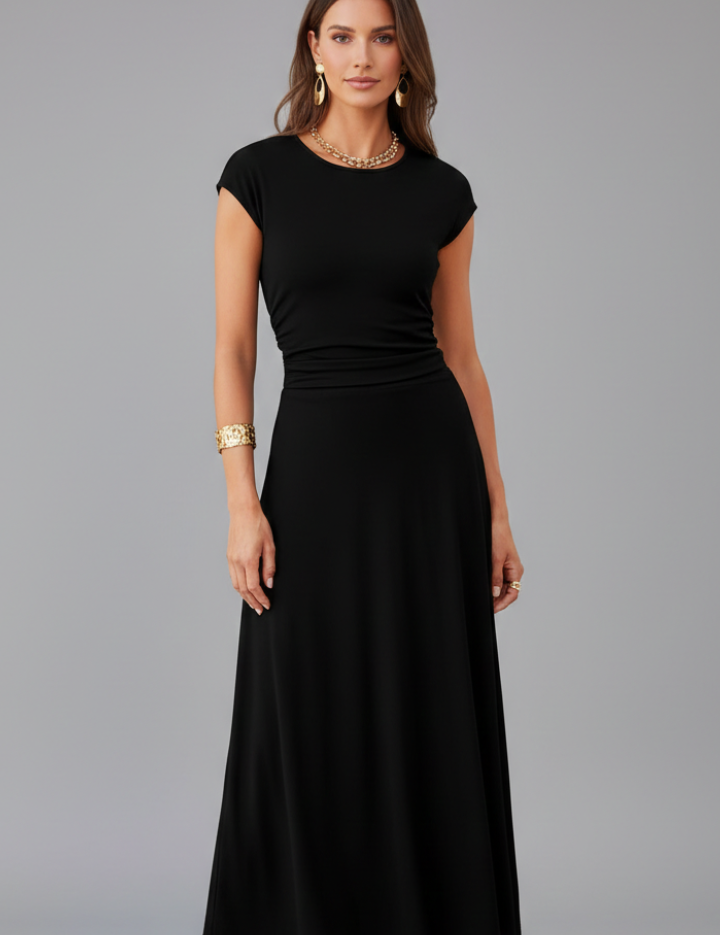 Helena Westbrook | High Waist Cap Sleeve Midi Dress For Women