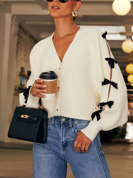 Anastasia Kelbourne | Bow Sleeve Knit Cardigan For Women
